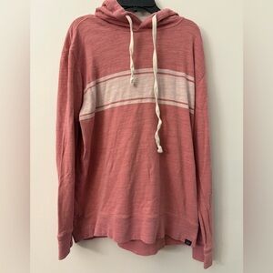 Faherty Sunwashed Slub Midweight Hoodie Mens L Pink/White Organic Cotton A799